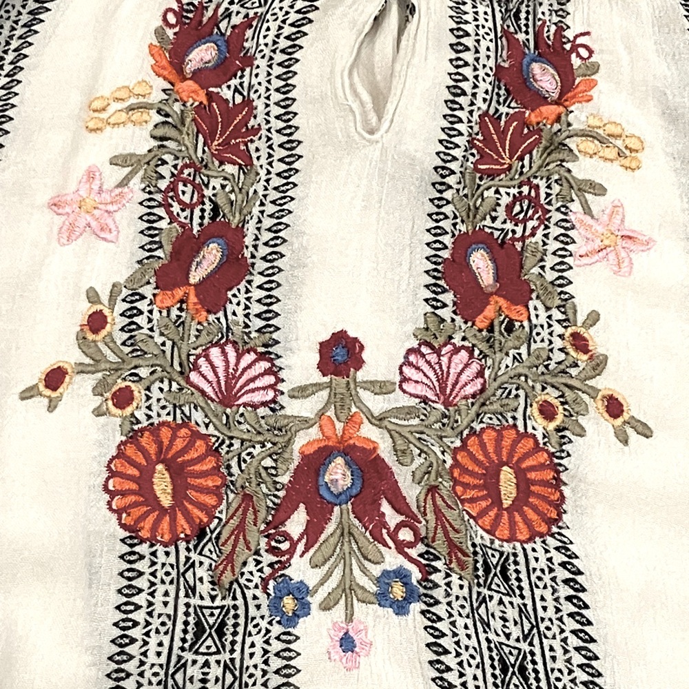 Claudia Richard | Striped Boho Blouse with Floral Embroidery - Picture 10 of 11